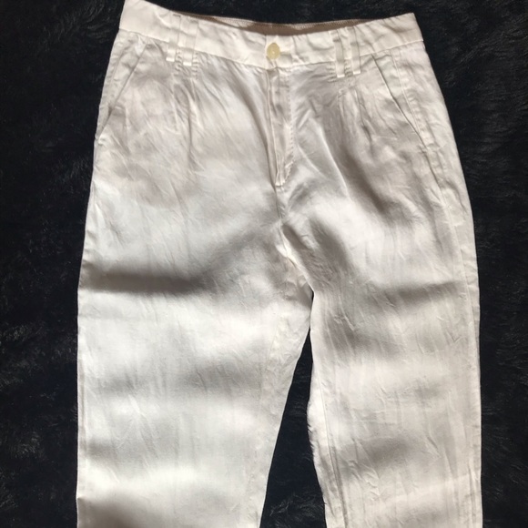 Massimo Dutti White 100% Linen Trousers Sz 6 - Picture 4 of 6